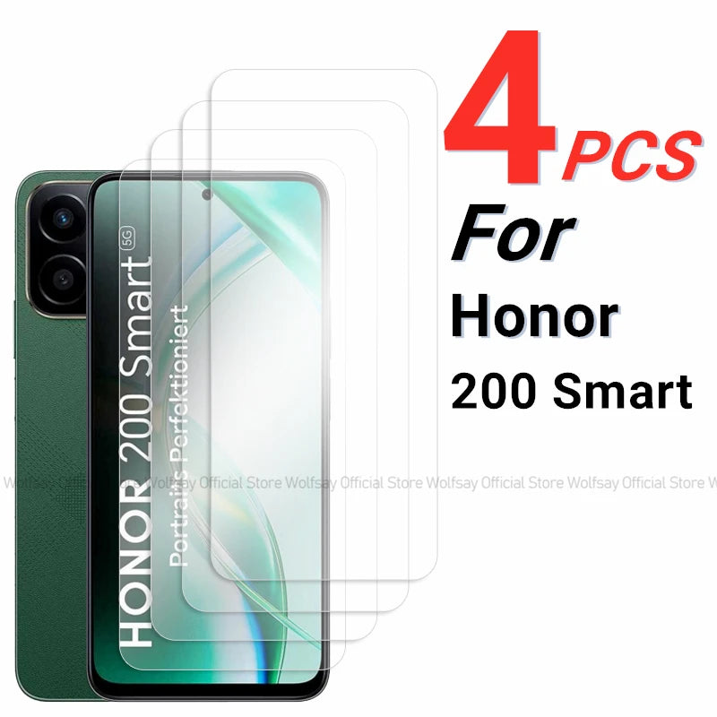 2/4PCS Screen Protector For Honor 200 Smart Tempered Glass Honor 200 Smart Full Glue Protector Phone Glass For Honor 200 Smart AE Honor 200 Smart Tidesmit