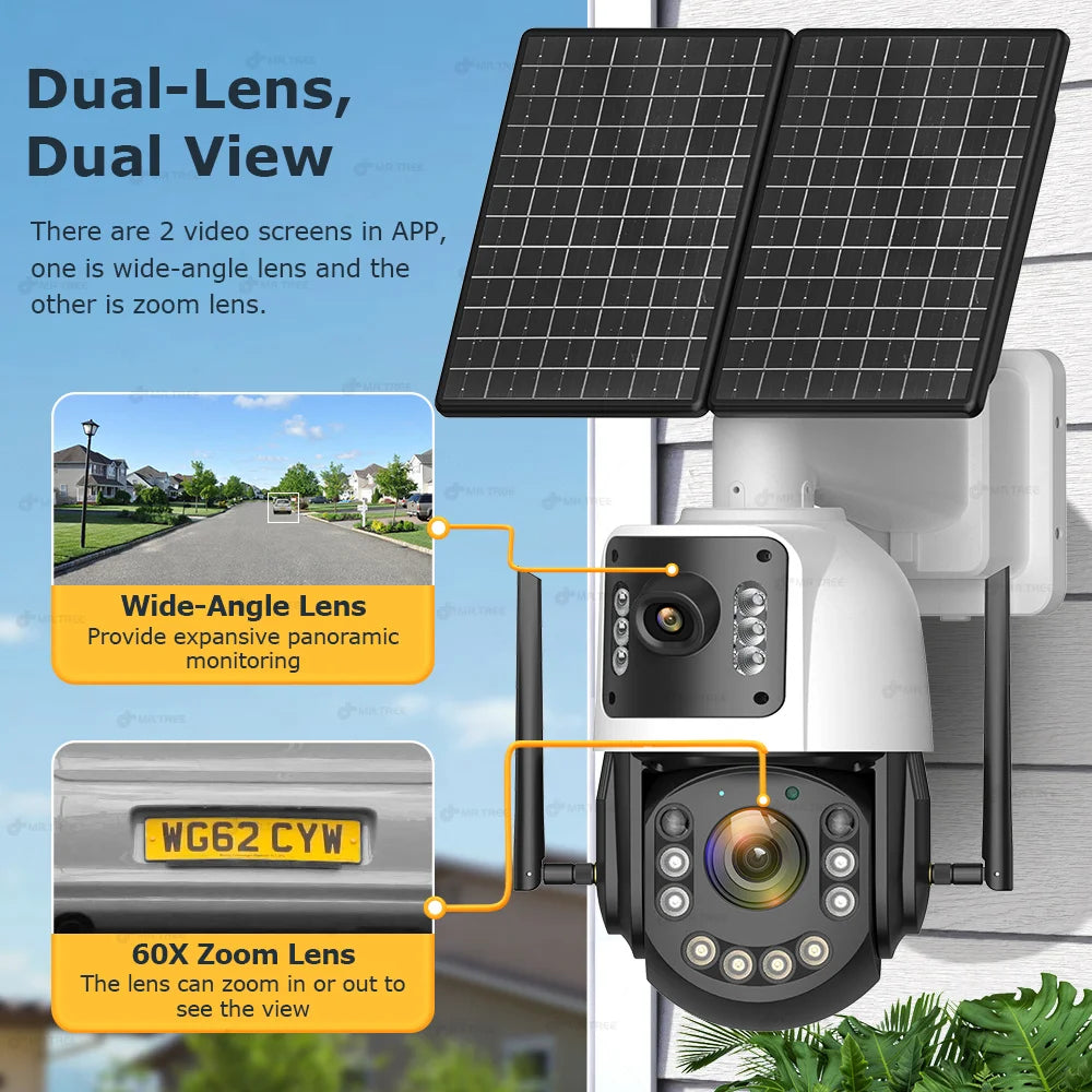 Metal AOV Solar Security Camera 4K 4G SIM 60X Optical Zoom Human  Tracking 31200 Mah 24 Hours Record Home Outdoor Surveillance