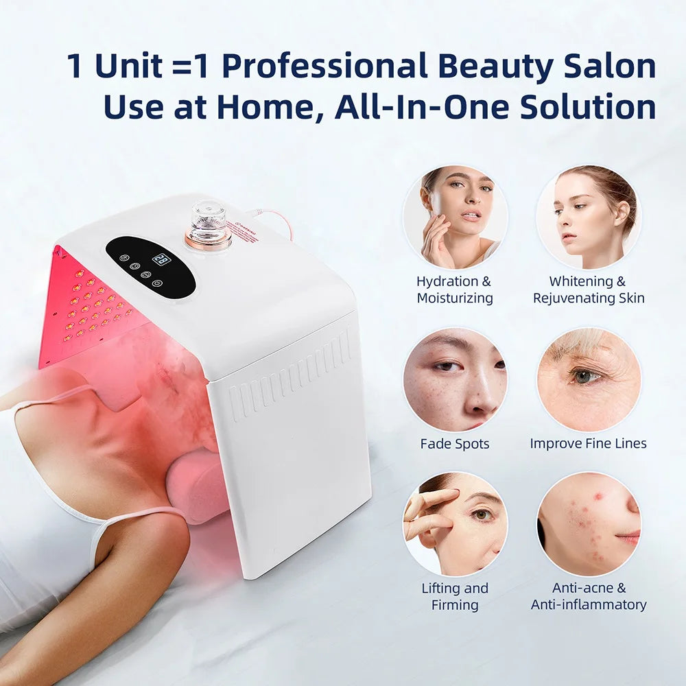 7 Colors LED Photon Machine With Nano Spray Skin Moisturizing Face Humidifier Nano Spray LED Facial Body SPA Skin Care Lamp