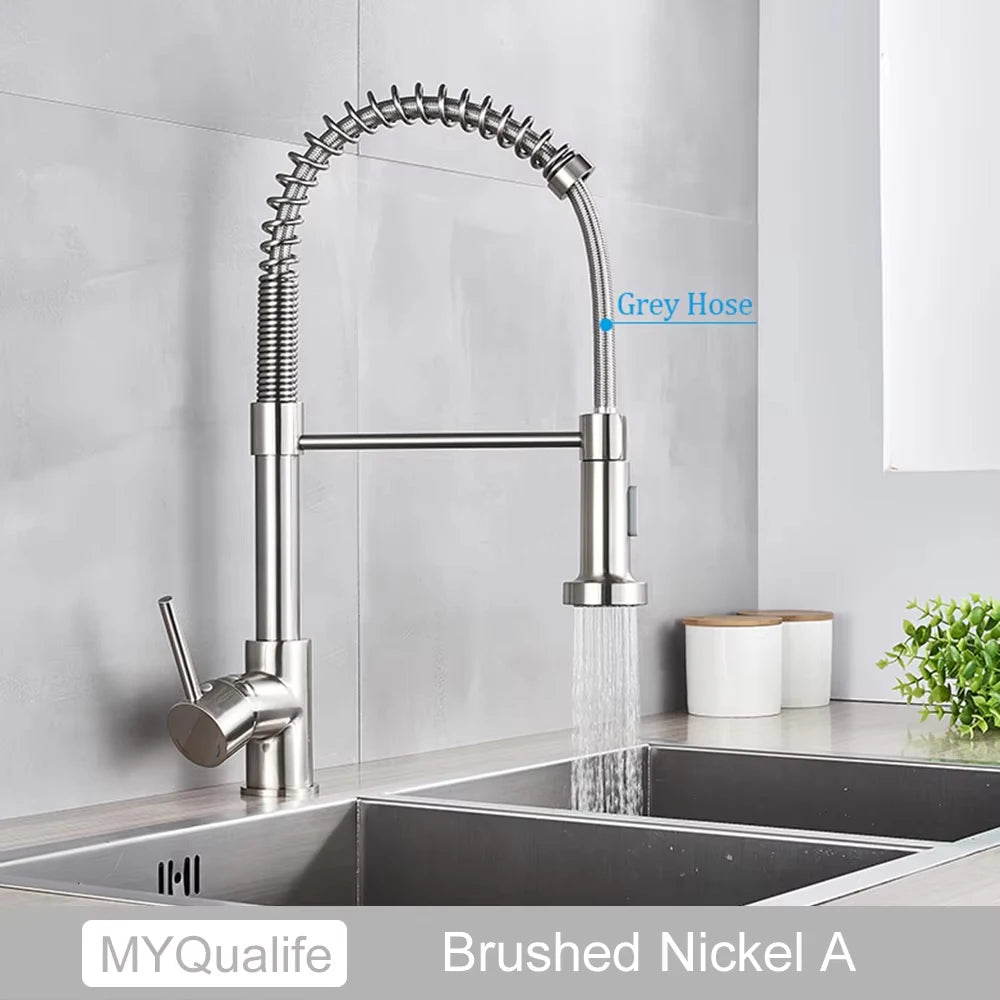 Kitchen Sink Faucet Single Hanlde Single Hole 2 Ways Sprayer Hot and Cold Water Tap Deck Mounted Bathroom Kitchen Crane