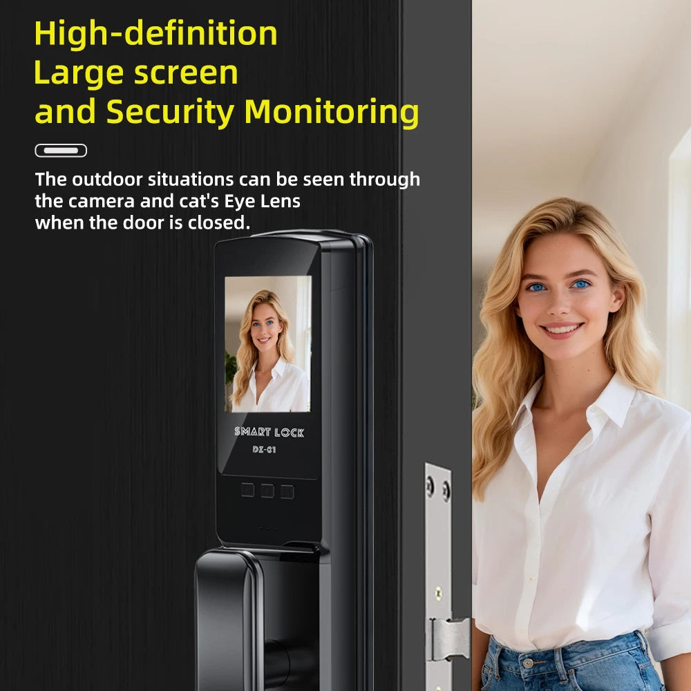 3D Face Recognition Digital Door Lock Unlock Smart Lock With Camera FIngerprint Password Unlock Keyless Electronic Door Lock