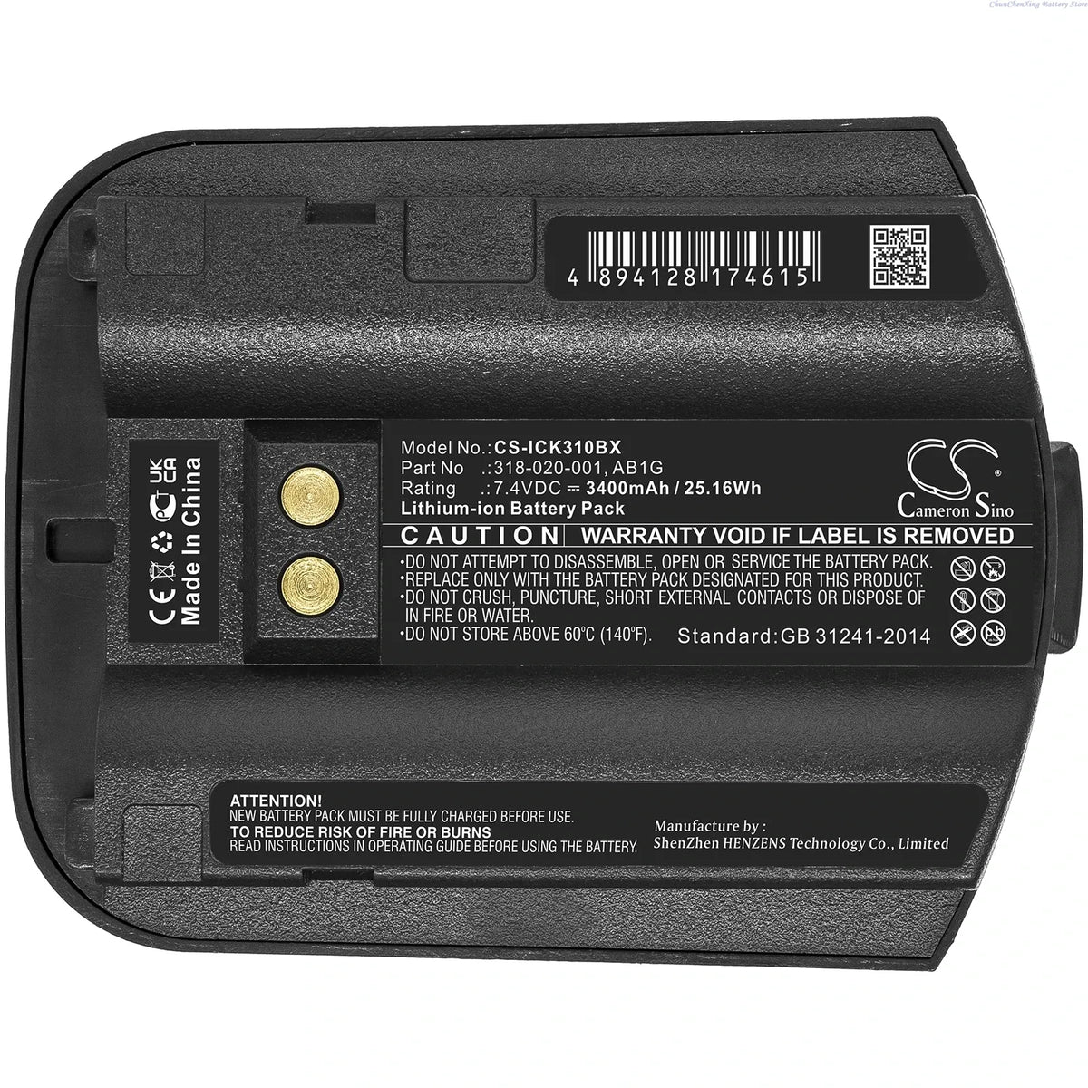 7.4V barcode scanner battery with barcode label, 3400mAh