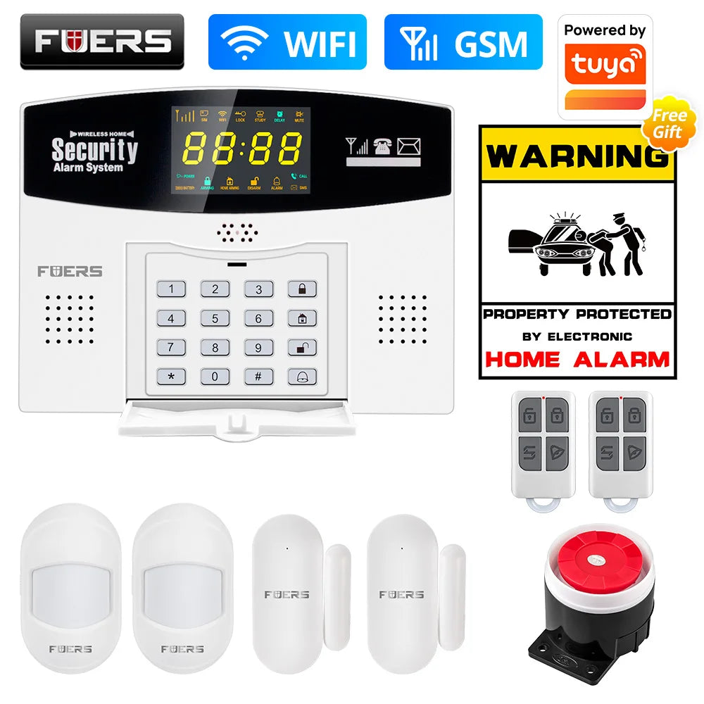 Fuers WIFI 4G 2G GSM Alarm System work with Tuya SmartBurglar Alarm Wireless Wired Security Zone Link Alexa Google Motion Sensor