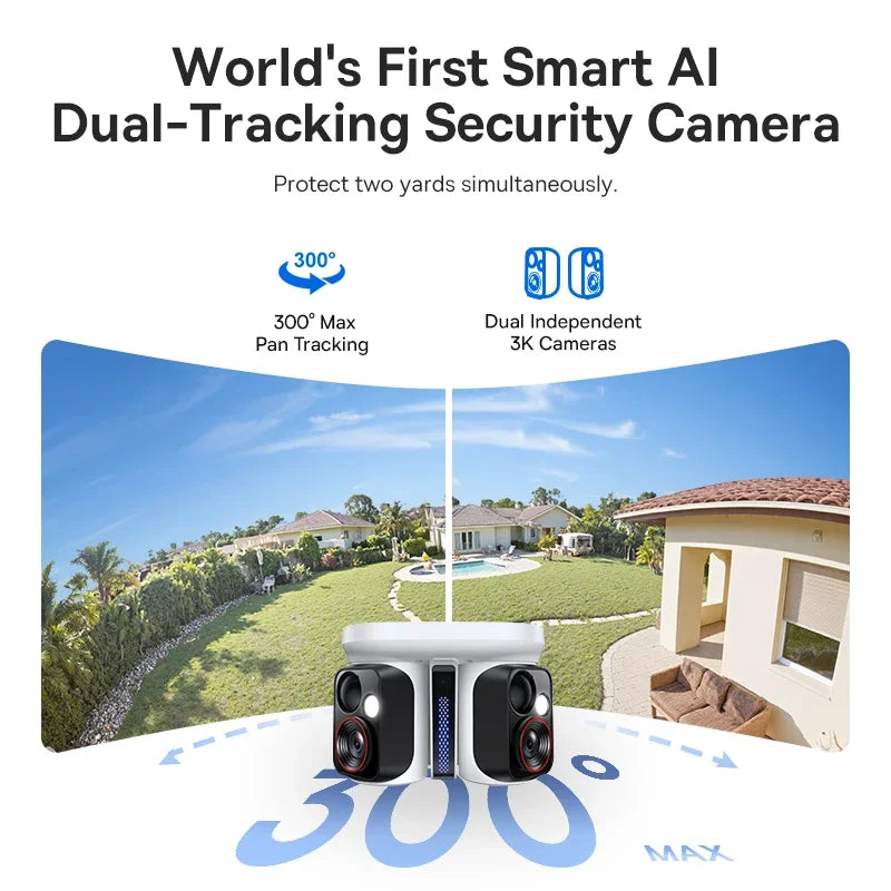 Baseus Security X1 Pro Outdoor Dual Camera Wireless 3K Camera Solar Panel Face Recognition Smart AI Tracking Security Camera