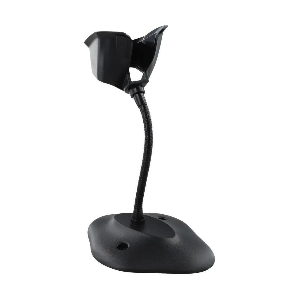 Adjustable barcode scanner bracket stand with flexible gooseneck, black