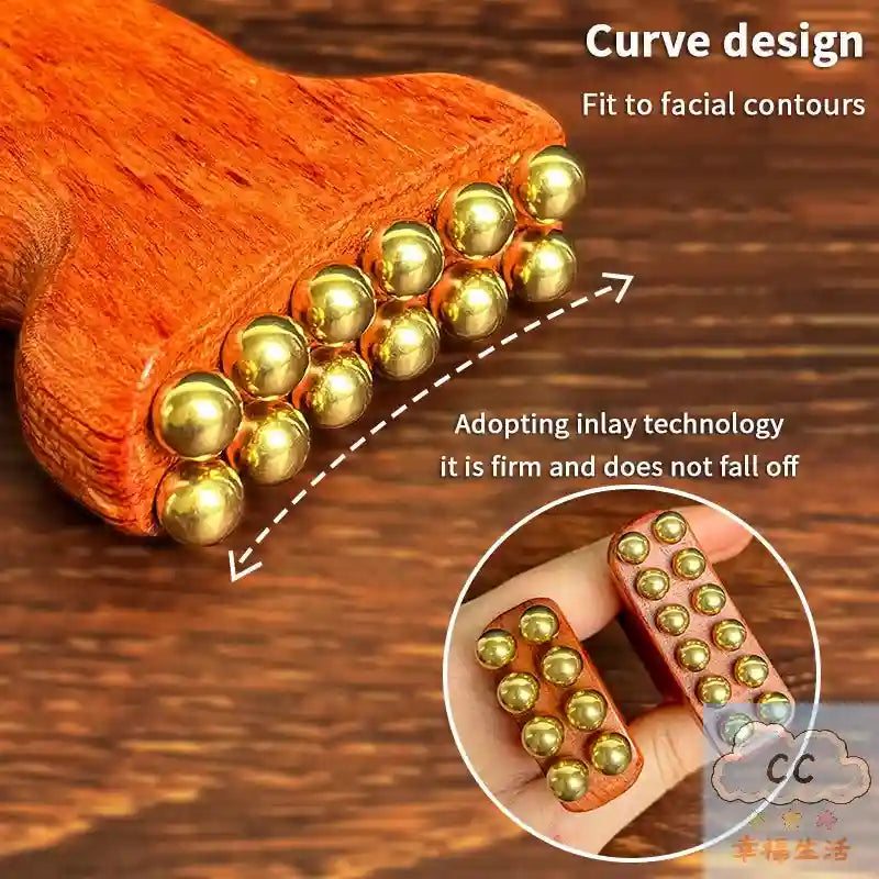 Fascia Massage Tool: Brass Gold Facial Lifting Deep Tissue Massager Fascia Gun Tidesmit