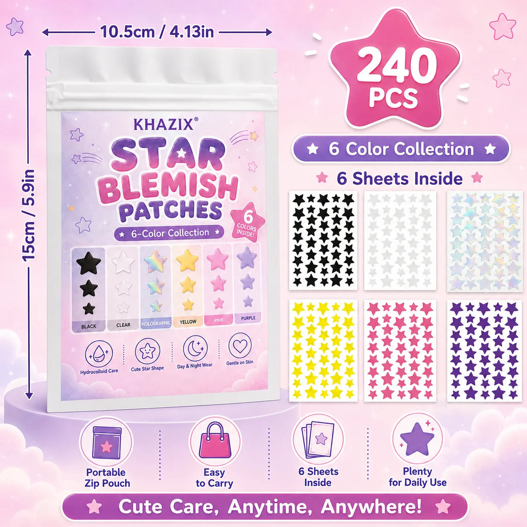 240pcs olorful Star / Pimple Patches / Acne Spot Covers / Blemishes / Pimple Marks / Unisex.