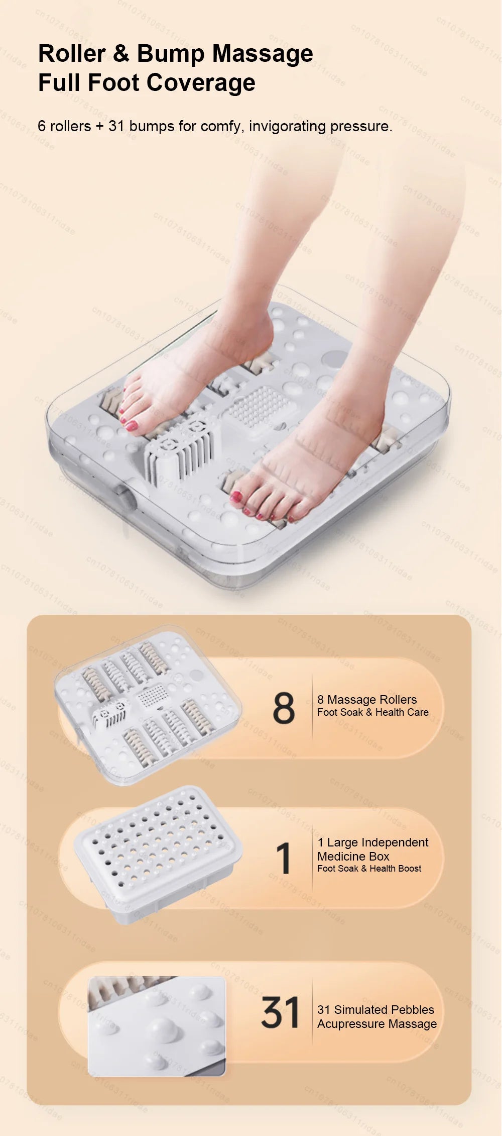 Folding Electric Foot Bath Massager with Heat Therapy & Bubble Spa Massage Cushion Tidesmit