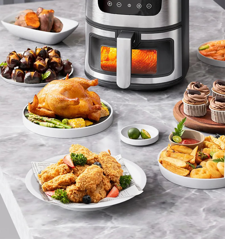 7L Air Fryer Big Capacity Stainless Steel Visible Electric Fryer Household Electric Oven Multi-function