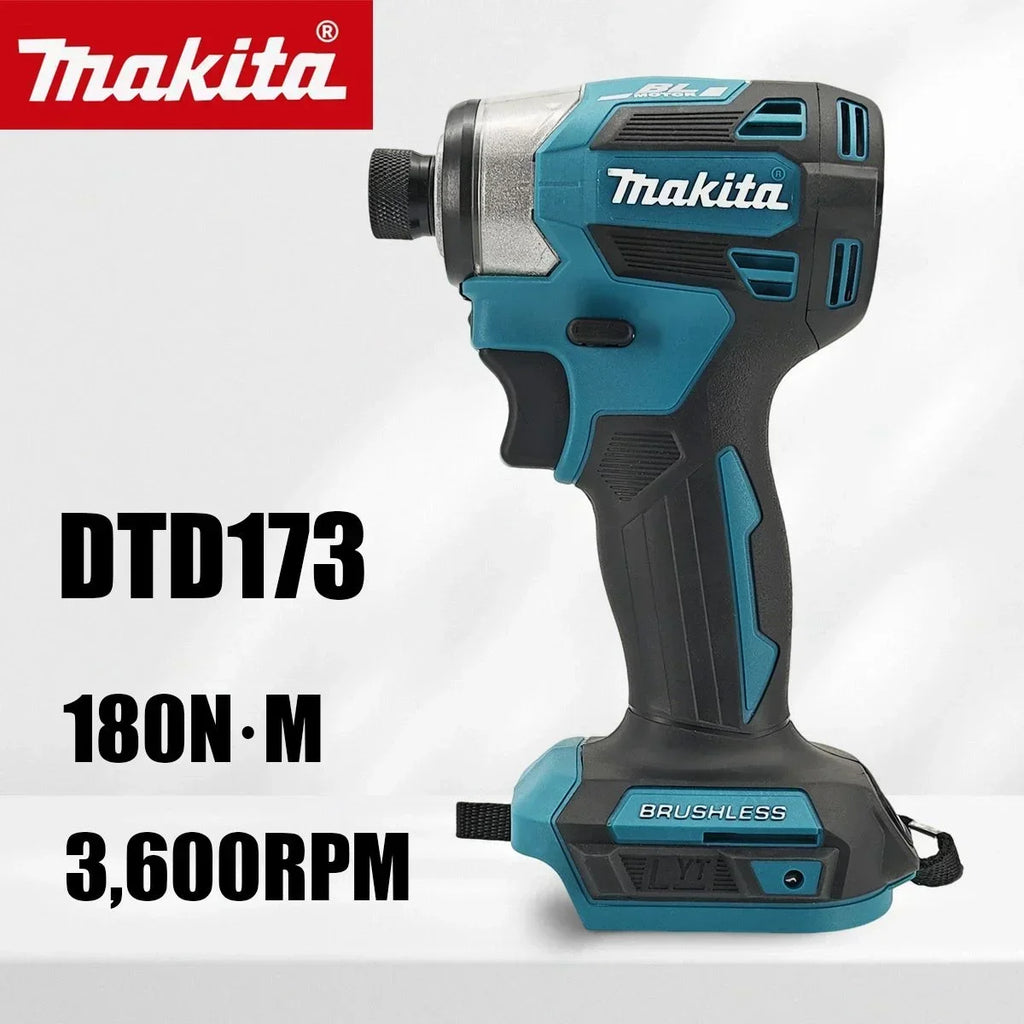 Makita DTD173 18V LXT Cordless Impact Driver Brushless Electric Drill Screwdriver Wood/Bolt T1/T2-Mode Twin LED Light 180 N·m+Makita DTD173 18V Cordless Impact Driver LXT BL Brushless Motor Electric Drill Wood/Bolt/T-Mode 18