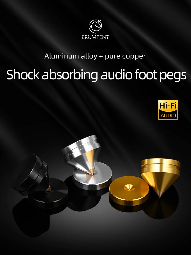 ERUMPENT 4PCS  HiFi Speaker HiFi Audio Speaker Stand Spikes Hi-end Amplifier Feet Pad Shock-absorbing Pins Pads for Sound CD