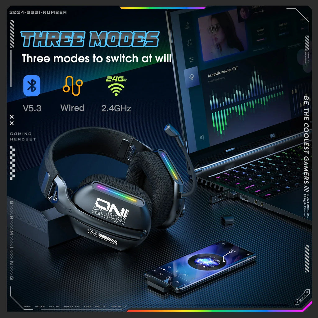 Wireless Gaming Headset Tidesmit GT808 Bluetooth RGB Mic Tidesmit