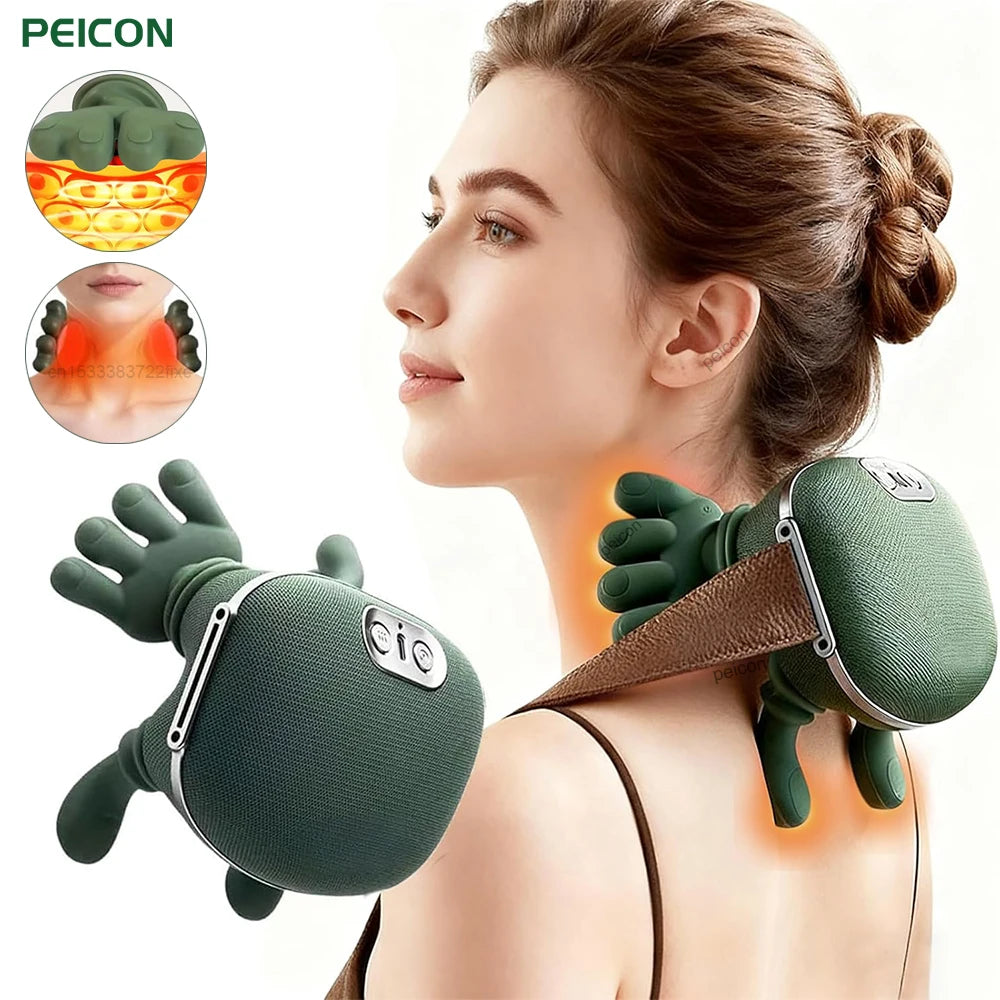 Electric Neck Massager: 4D Deep Tissue Kneading Tool (Green) Relaxation Treatment Tidesmit