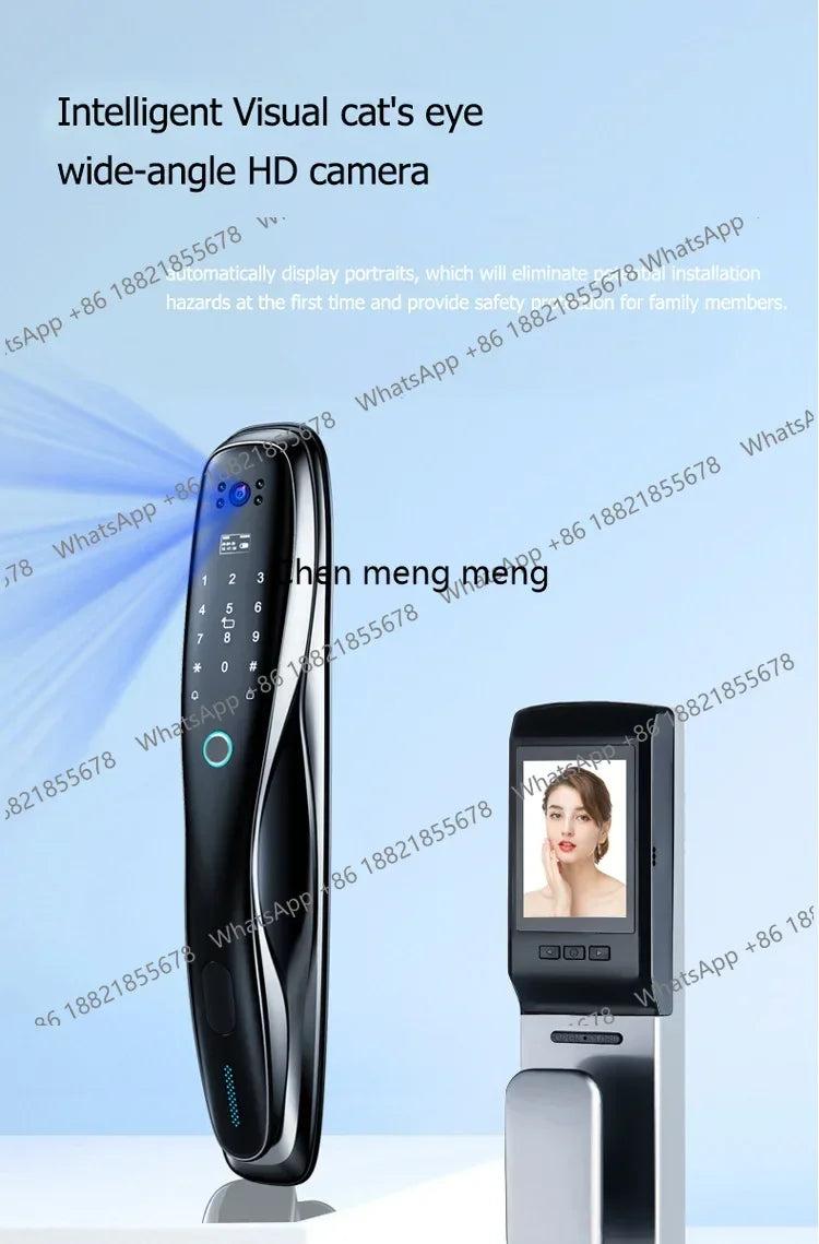 Wifi Outdoor Face Recognition Door Lock System Fingerprint Rf Id Card Keyless Smart Lock Camera Video Capture Rechargeable