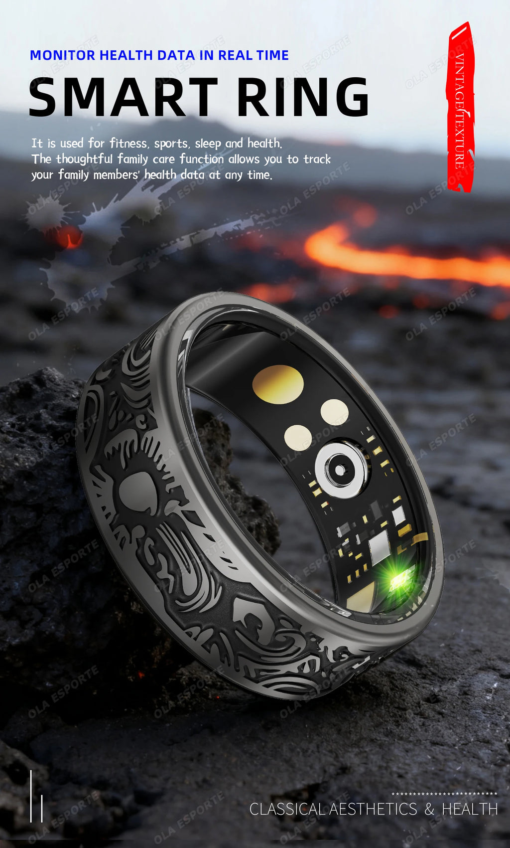 Smart Health Ring Fitness Tracker - Waterproof Biometric Monitor Tidesmit