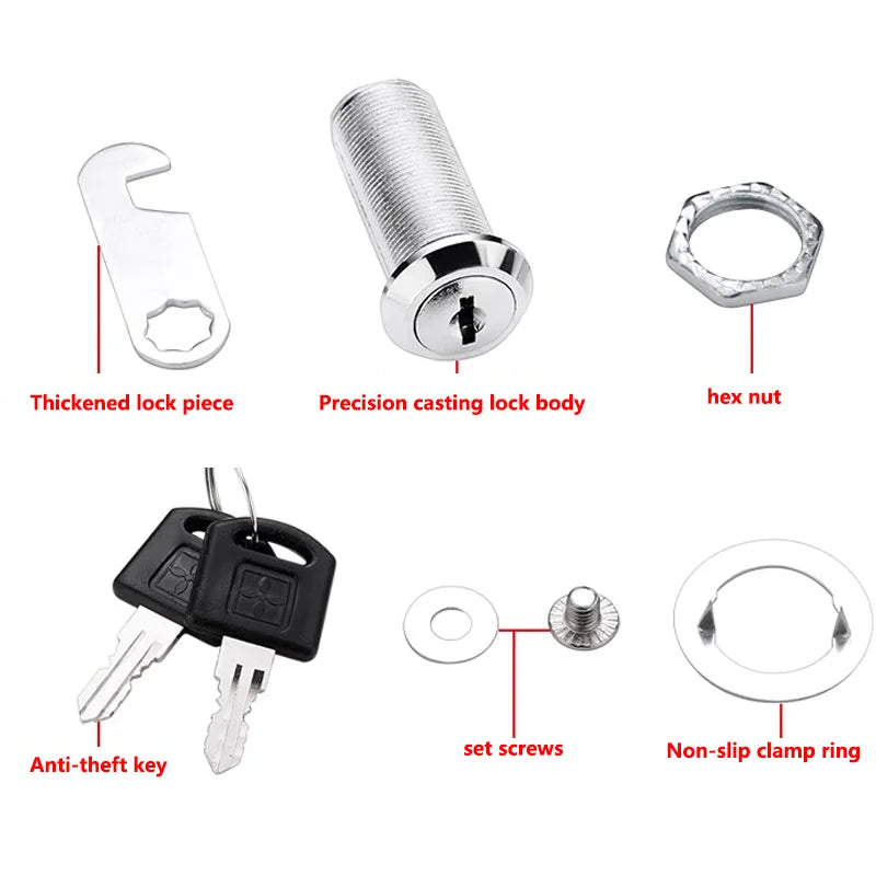 5/20/100SETS 16mm 20mm 25mm 30mm 35mm Metal Rotary Key Switch Push Button Lock Switch Latching Cylinder Cabinet Security Locker