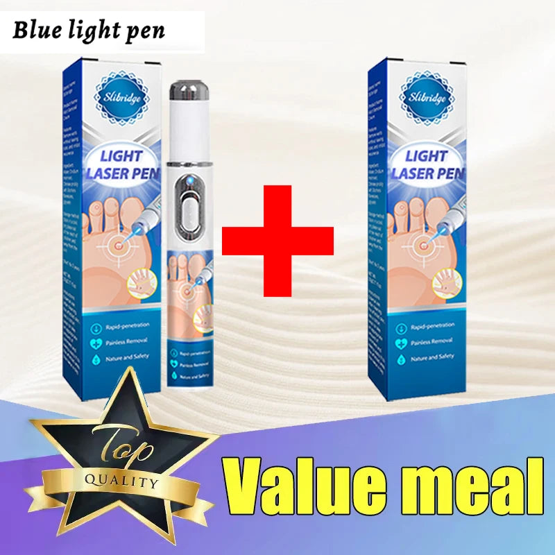Slibridge 2-in-1 blue light pen for painless skin tag, mole, and wart removal on face, hands, and feet.