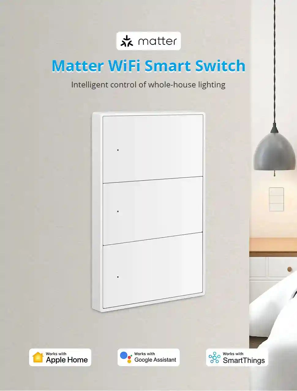 Matter Smart Wall Light Switch WiFi | 1-6 Gang Multi-Room Control Tidesmit