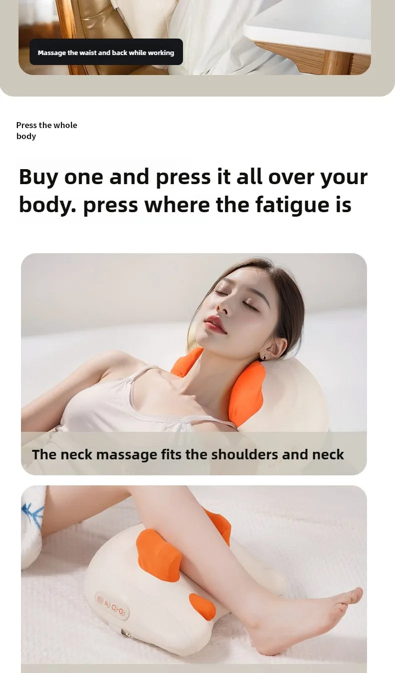 Electric Massager Neck Pillow - Portable Deep Tissue with Heat Therapy Massage Cushion Tidesmit