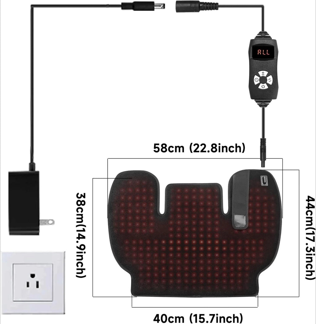 Red Light Therapy Pad for Muscle Relief with 288 LEDs Infrared Heat Massage Chairs Tidesmit