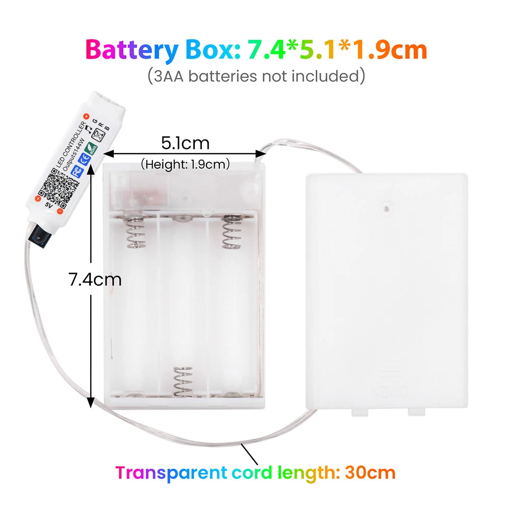 Bluetooth RGB LED Neon Strip Light 5V 3AA Battery Box 17Key 24key 44key Remote Control 108Leds/M 1M 2M 3M Waterproof Home Decor