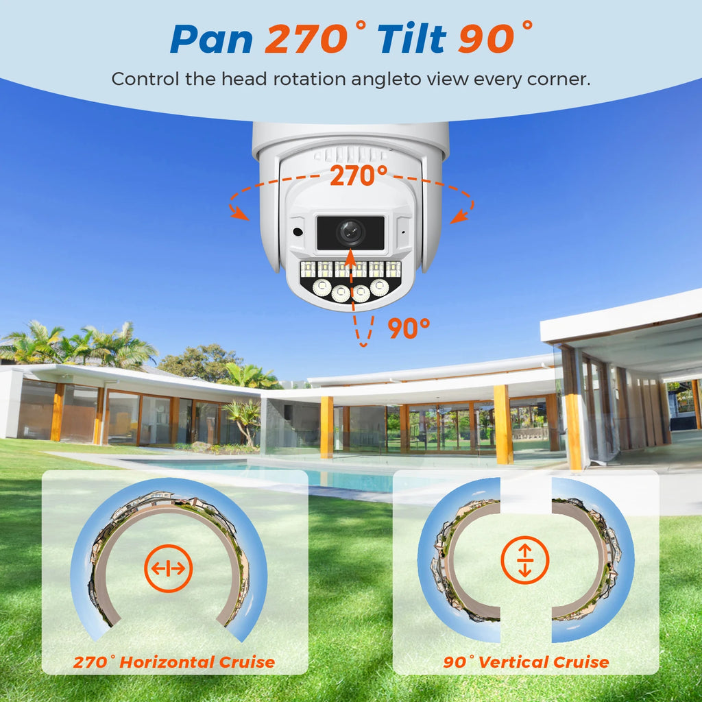 10MP 5K IP Camera Dual Lens 5GHz WIFI PTZ Outdoor Wireless Surveillance Camera Auto Tracking Night Vision Home Security Monitor