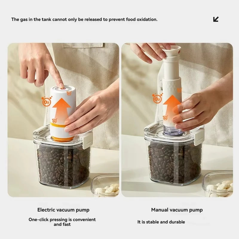 Vacuum Seal Container Electric Coffee Beans Vacuum Sealed Jar Kitchen Cereals Rice Fresh Storage Box Moisture-Proof Tea Canister