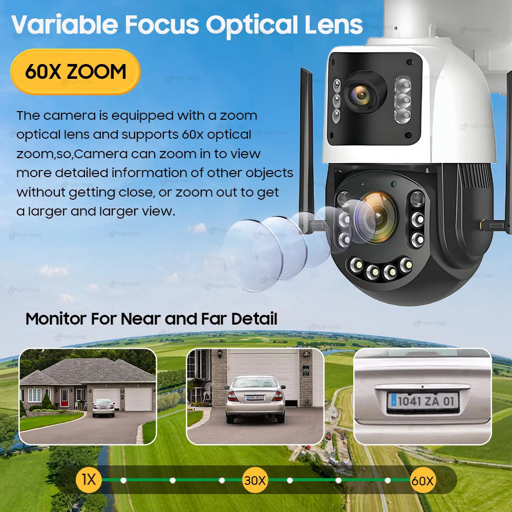 Metal AOV Solar Security Camera 4K 4G SIM 60X Optical Zoom Human  Tracking 31200 Mah 24 Hours Record Home Outdoor Surveillance