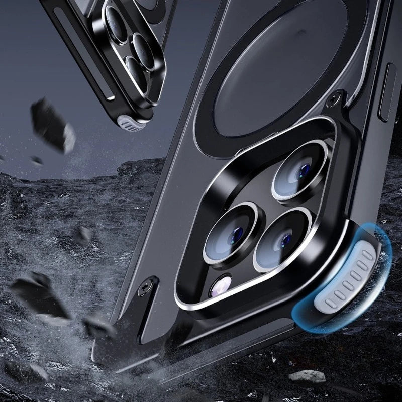 Magnetic iPhone 15 Pro Max Case Aluminum Alloy Shockproof Matte Cover Tidesmit