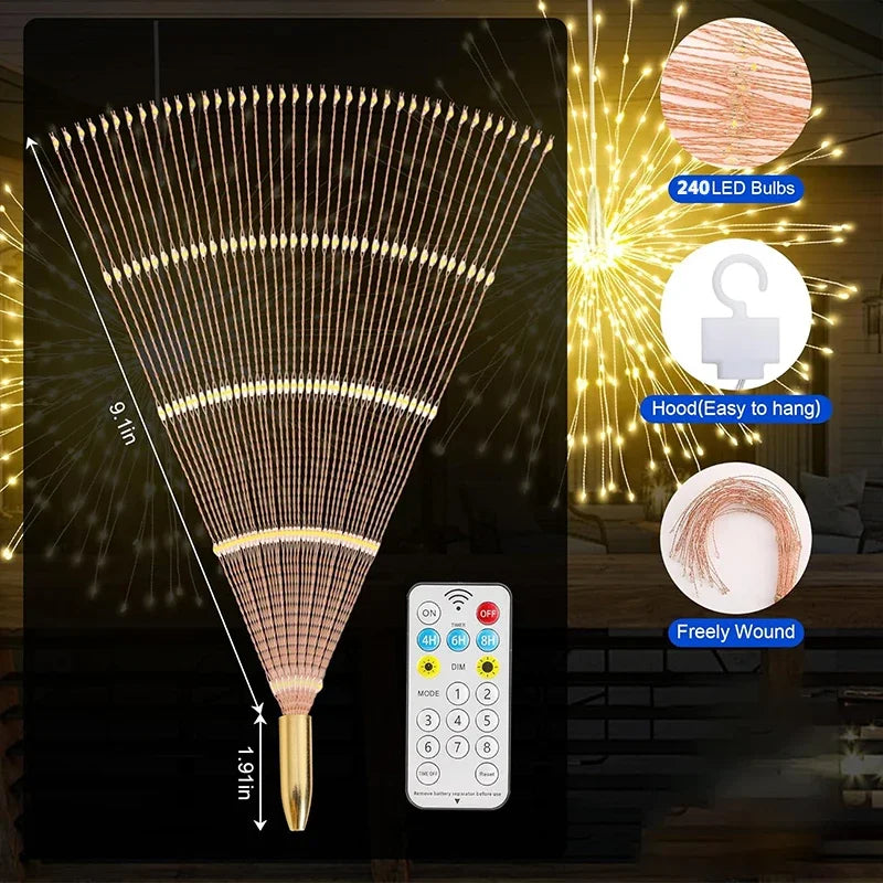 Solar Light Outdoor 4 Pack, Hanging Fairy Lights Strom, 8 Modes Dimmable Waterproof, For Party Garden Decoration