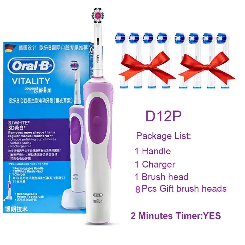 Tidesmit Oral B electric toothbrush with 3D white rotation cleaning and inductive charging base, 16th view.