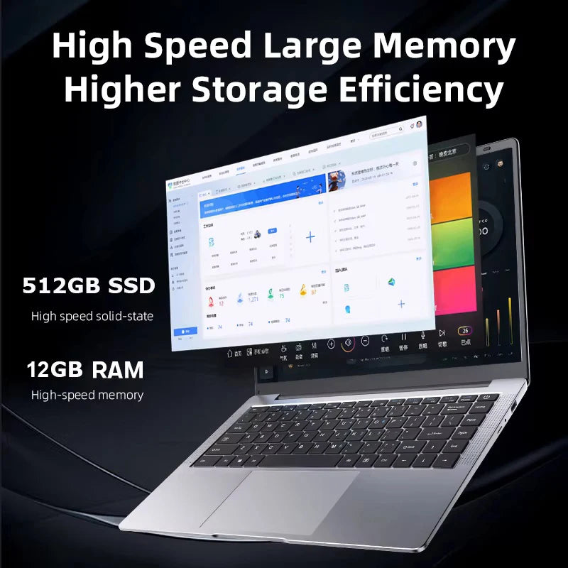 Portable Laptop Computer Windows 11 Intel i7-9850H Intel A3950 Notebook PC Gamer 12GB RAM 512GB 1TB SSD Office Study Computer PC
