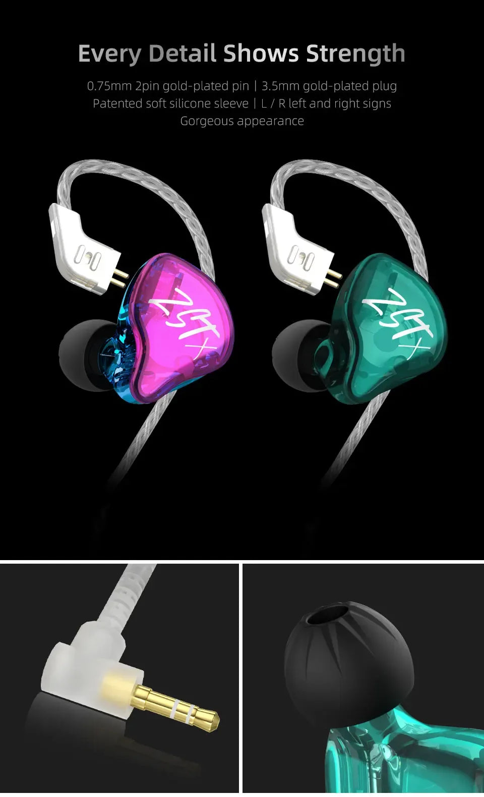 KZ ZSTX In-Ear Monitors Hybrid Driver Noise Cancelling by Tidesmit Tidesmit