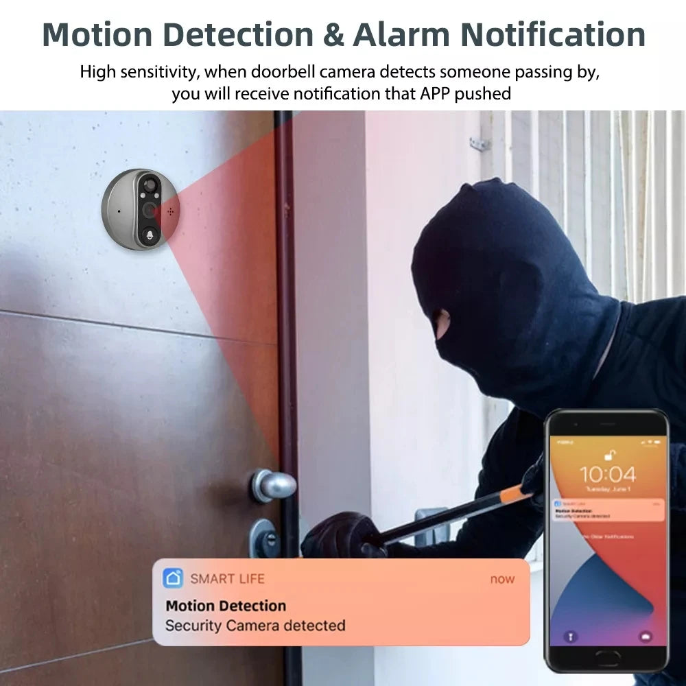 Smart Life Wireless Security Home Video Doorbell Camera Wifi 2.4G 1080P Ring Bell Door Peephole Intercom Video With Screen