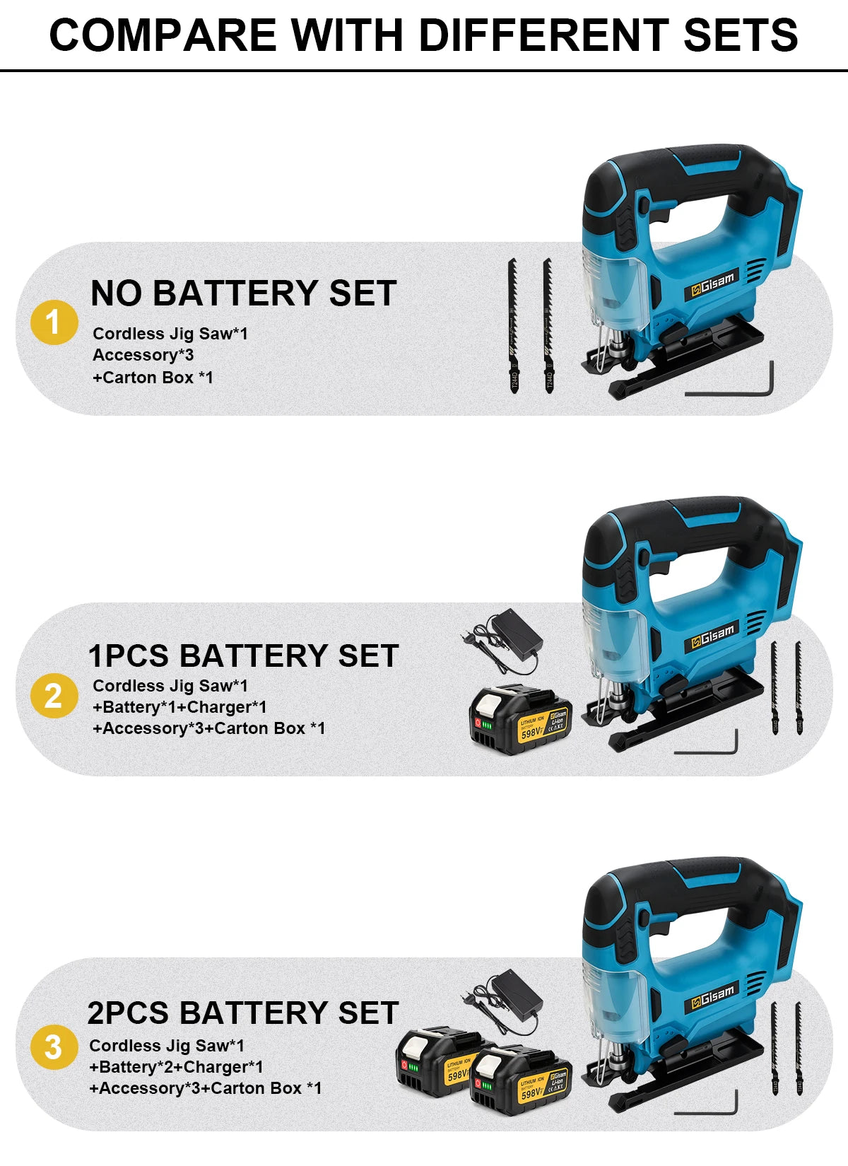 Gisam 26mm Electric Jigsaw Portable Cordless Saw Multi-Function Wood Cutting Woodworking Machines For Makita 18V Battery Pin