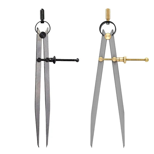 8-inch adjustable divider compass caliper, dark frame with black locking screw and scribe points