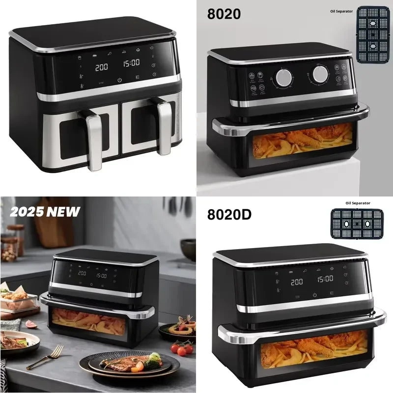 2026CE CE Wholesale 1400W Smart Electric Deep Fryer Commercial Portable Air Fryer Digital Oil Free Basket Oil 8L Capacity for