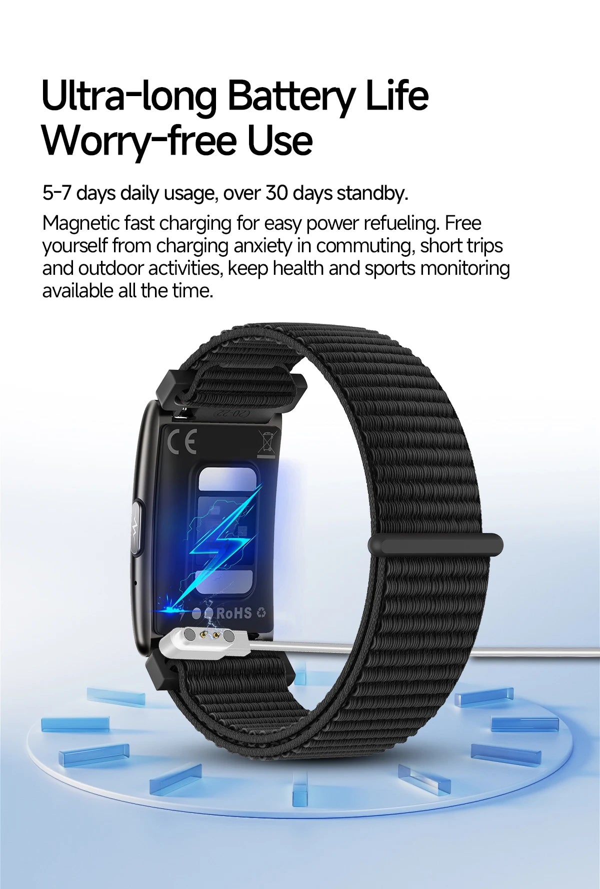 VWAR FLOW ECG Smart Fitness Bracelet Heart Rate Blood Oxygen Sleep Monitor Body Temperature Stress Tracker Women Men Health Band
