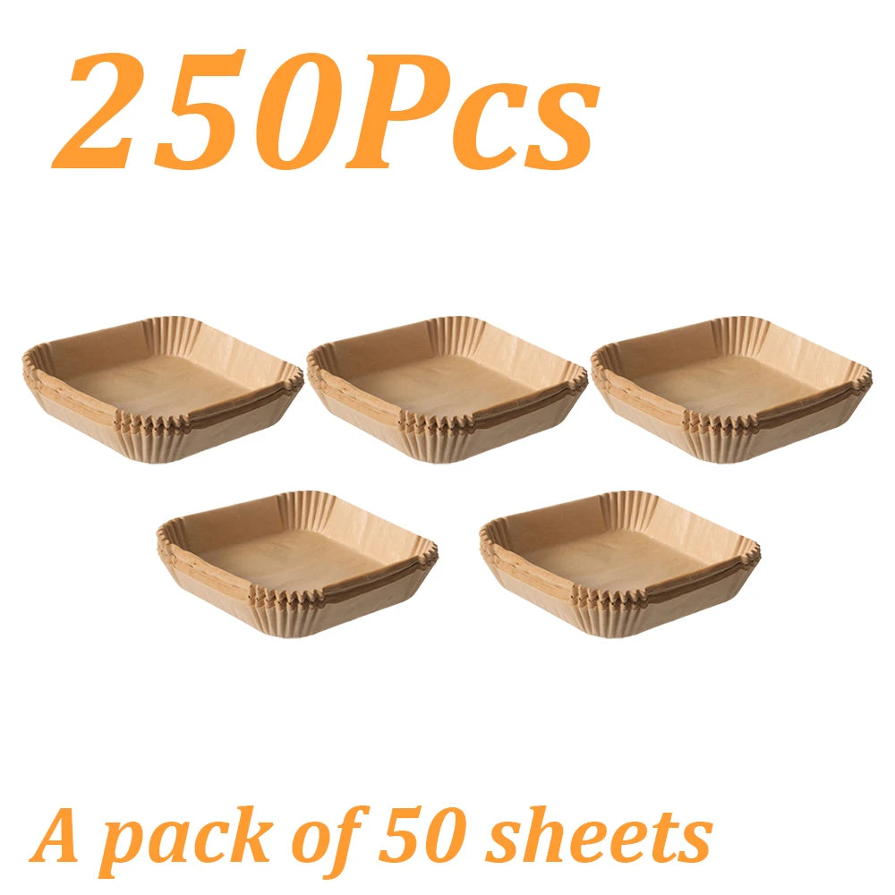 50-500Pcs Disposable Air Fryer Paper Oven Paper Nonstick Air Fryer Baking Paper Round Square Air Fryer Paper Kitchen Accessory