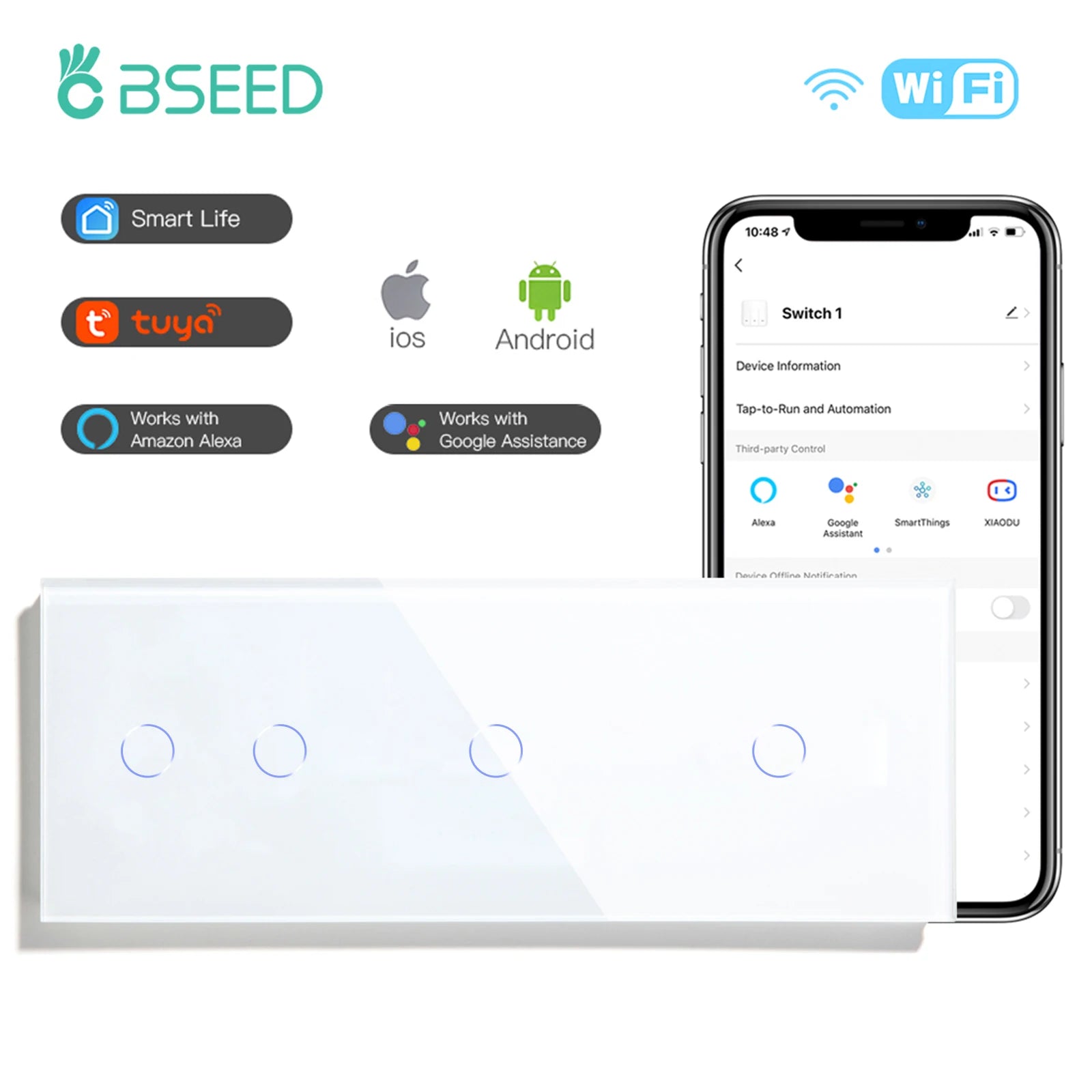WiFi Smart Light Switch - Glass Touch Panel | Tidesmit Home Automation 2G 1G 1G Tidesmit