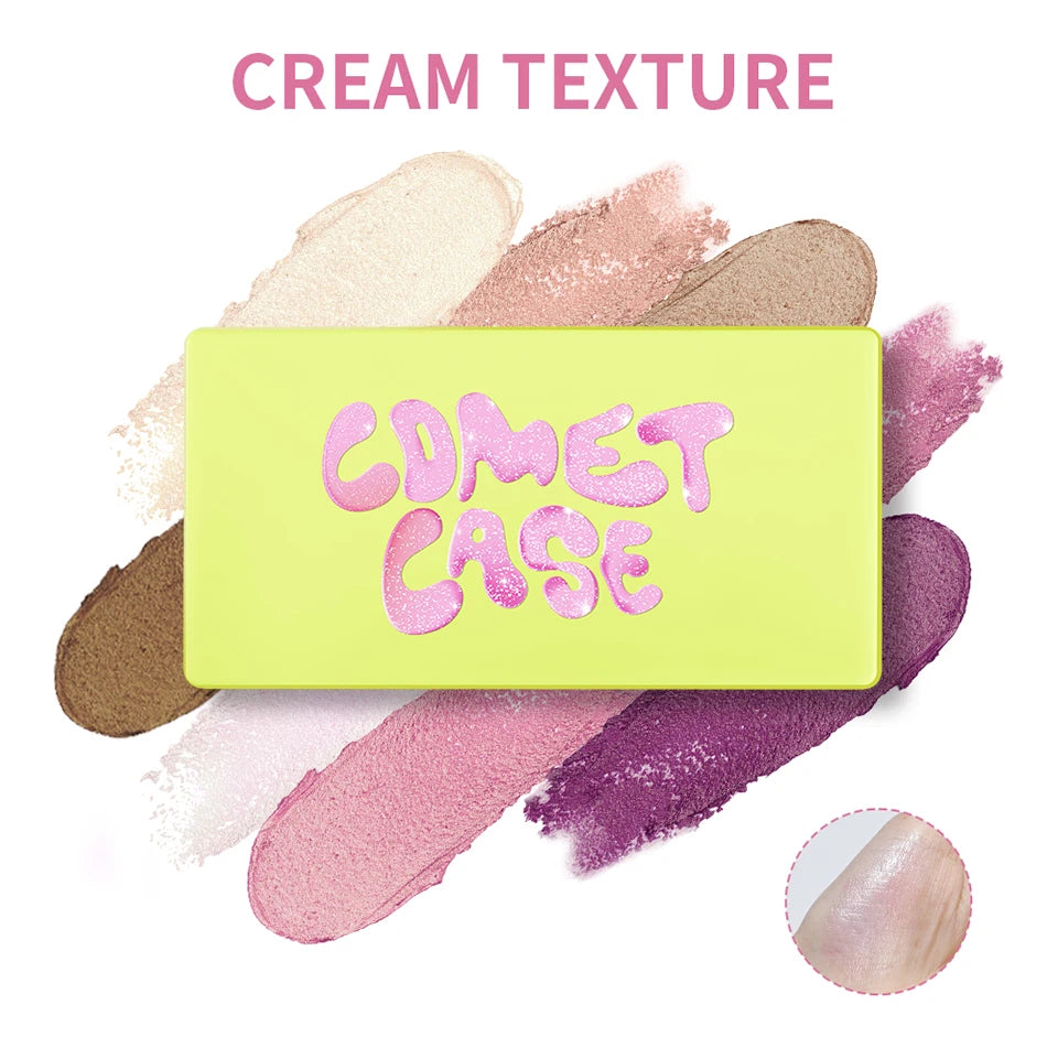 Tidesmit 8 color cream highlighter palette shimmer makeup swatch for face brightening and glow