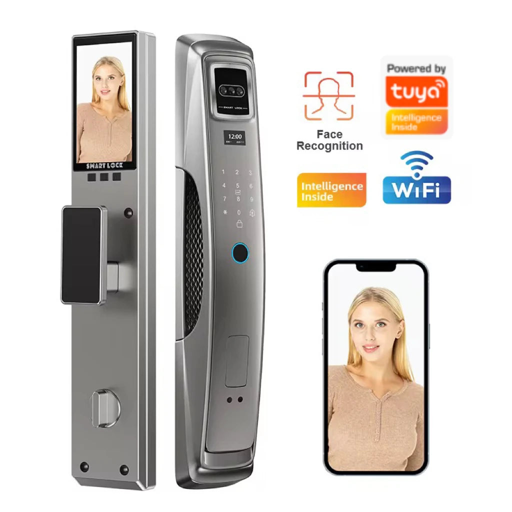 Digital Electronic Smart Door Lock With Camera Wifi Tuya Smart Lock Unlocked Through Code Password Biometric Fingerprint
