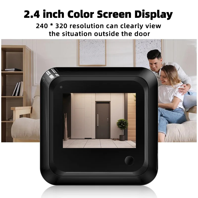 Danmini 2.4 Inch Hidden Peephole Doorbell 300 Thousand Pixels 120° Wide-angle Camera Digital Cat Eye Door Viewer Outdoor Monitor