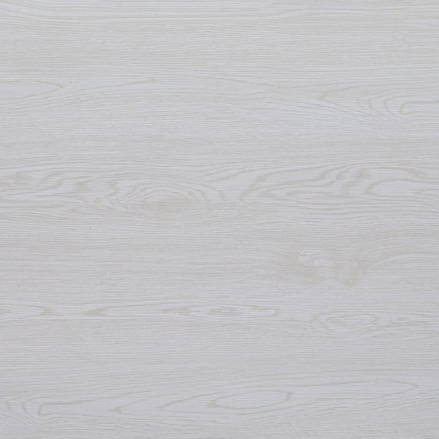 Self-adhesive wood-grain backsplash tile, light gray-beige with subtle plank grain