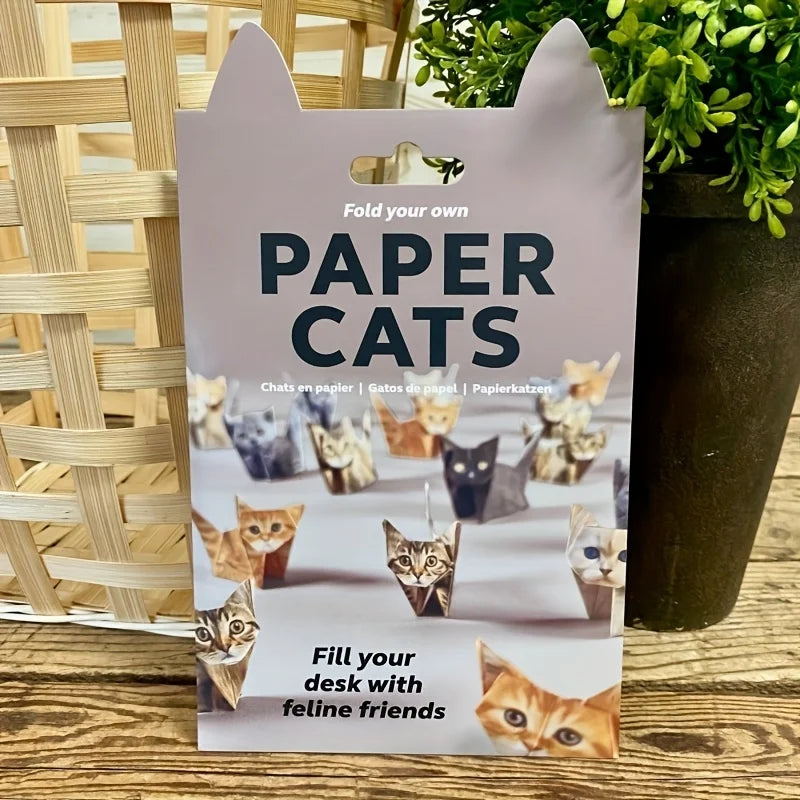 Paper Cats origami kit for cat lovers. Foldable paper craft set for DIY desk decor and cute handmade feline gifts.