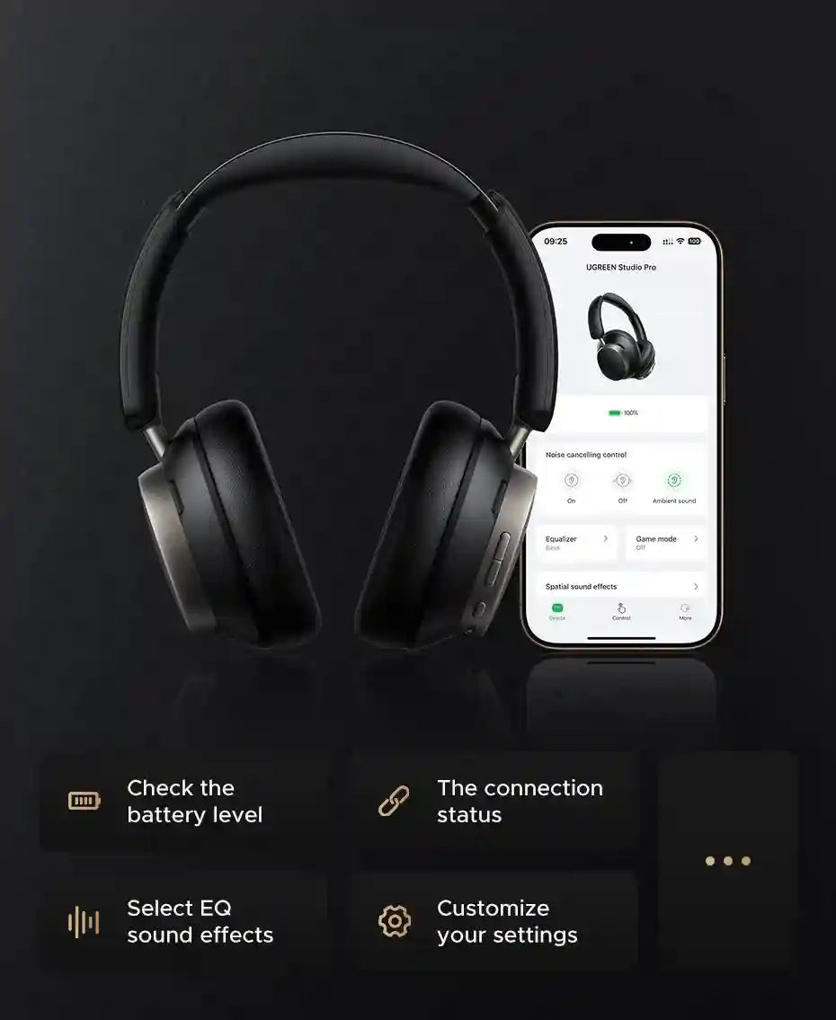 Wireless Noise Cancelling Over-Ear Headphones - 120H Studio Pro Audio Tidesmit