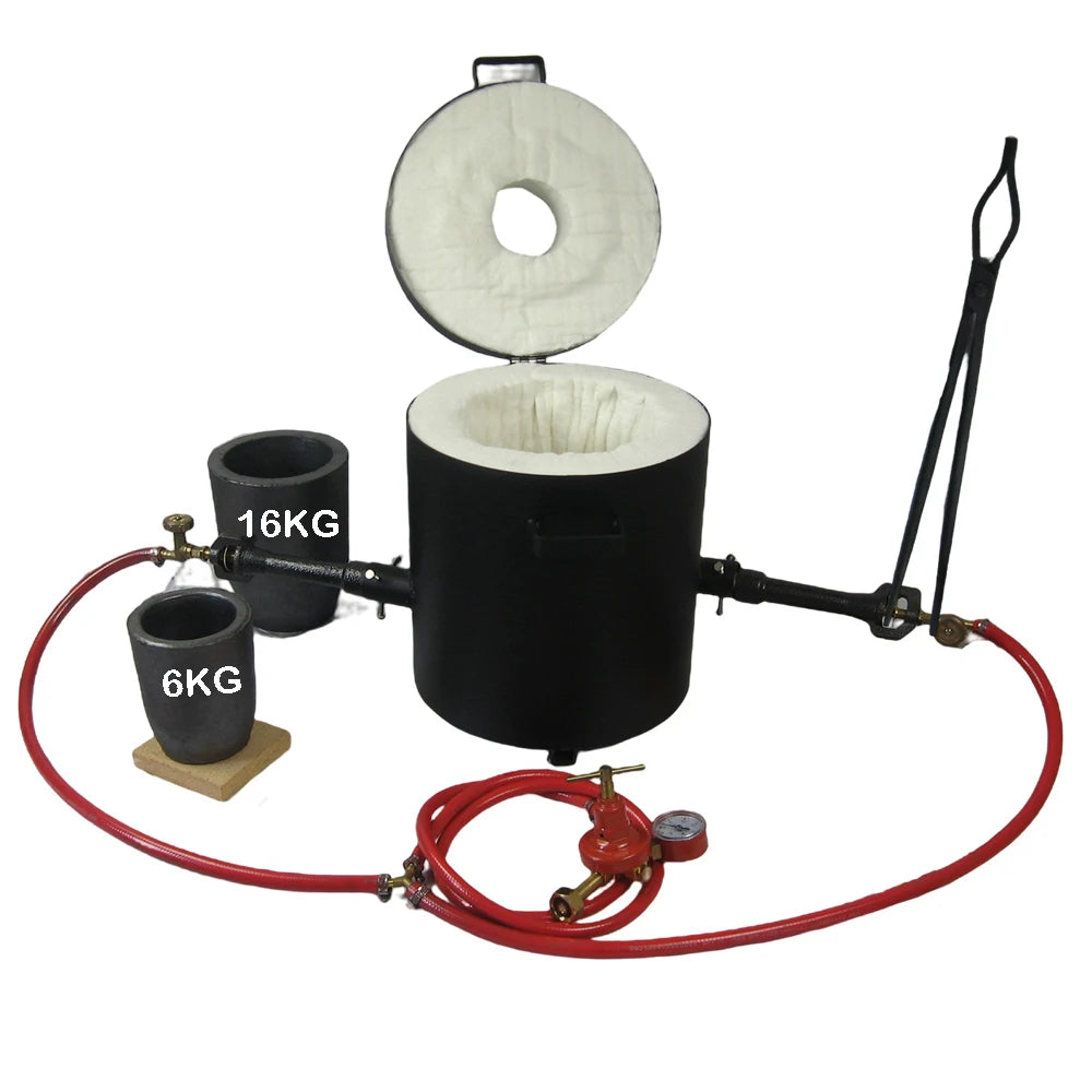 LSMIITTH 16KG/35.27LBS Double Burner Propane Metal Melting Furnace With 2 Crucible Suitable For Melting Copper Brass Aluminium