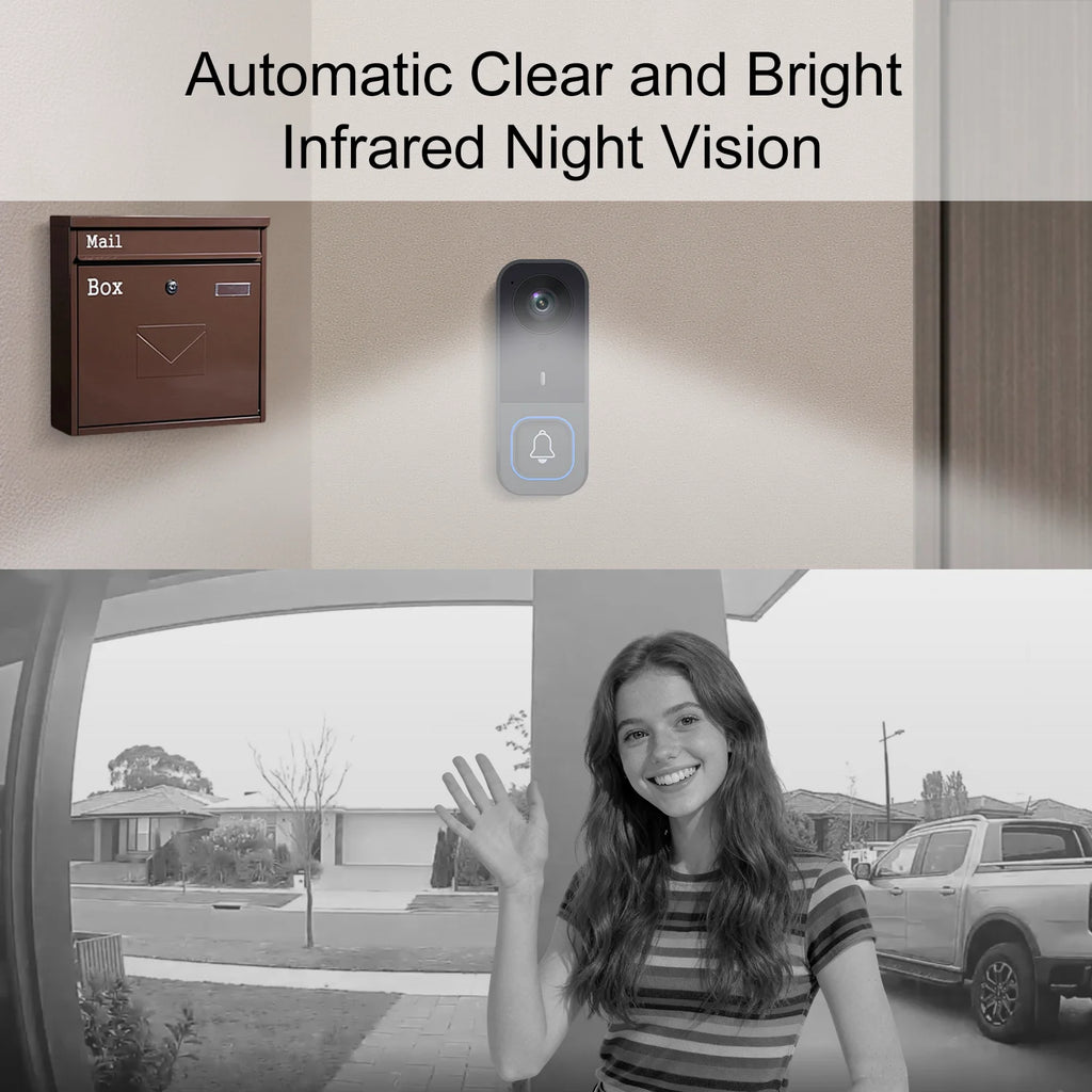 Wireless Doorbell Camera with Monitor Smart Video Doorbell 2-Way Audio Infrared Night Vision No WiFi Connection No APP Required