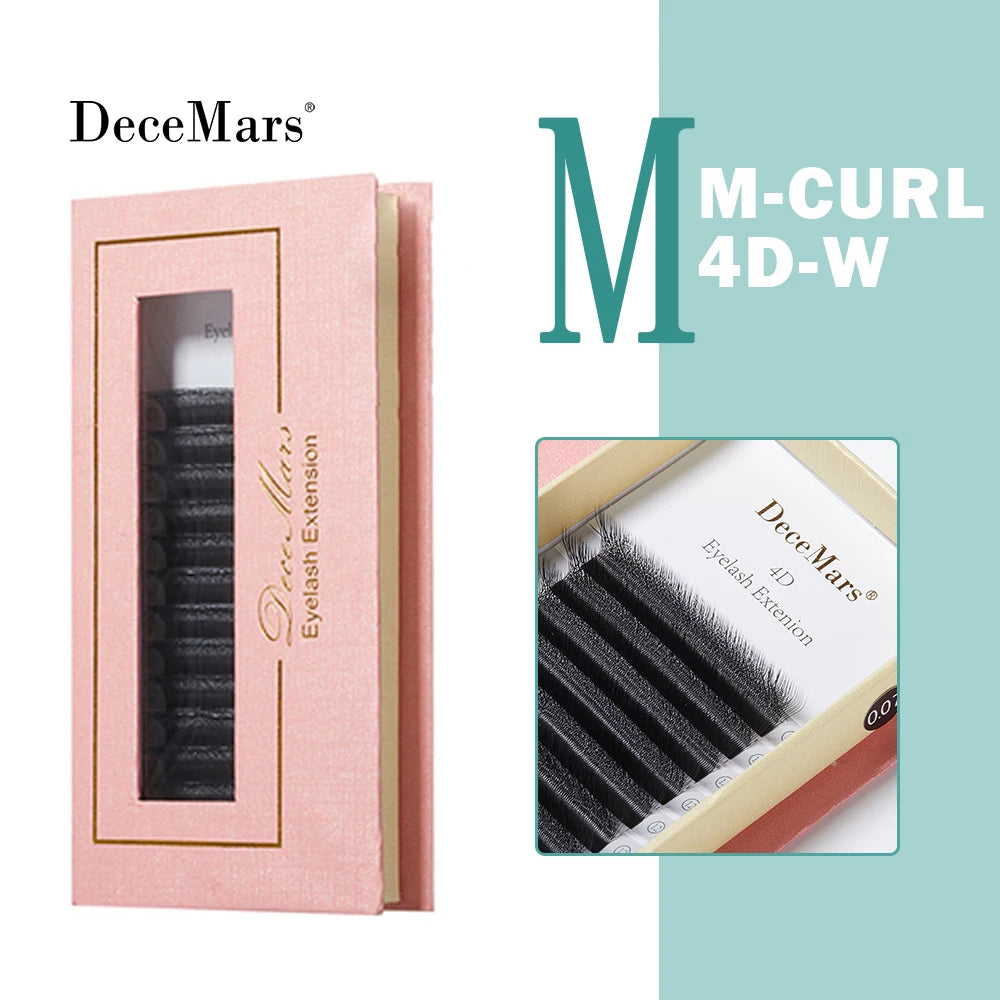 DeceMars L-curl M Curl YY 3D 4D 5D 6D Eyelash Extension 12 Lines for Makeup False Eyelashes 4D M Black 0.07mm Tidesmit