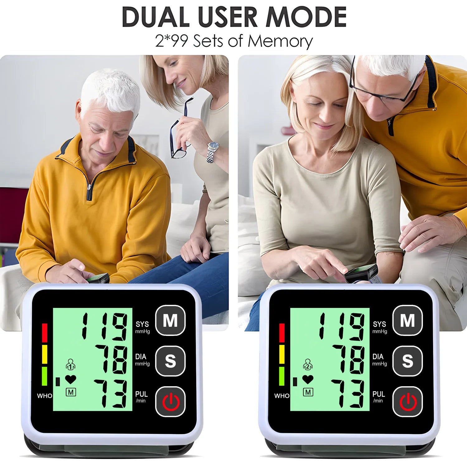 Digitlal Tensiometro Health Medical BP Sphygmomanometer Wrist cuff Digital Blood Pressure Monitor Heart Beat Rate Pulse Meter